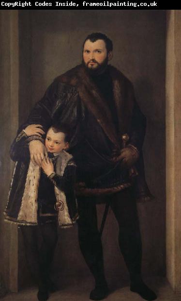 Paolo  Veronese Reaches the Pohl to hold with his son Yadeliyanuo portrait